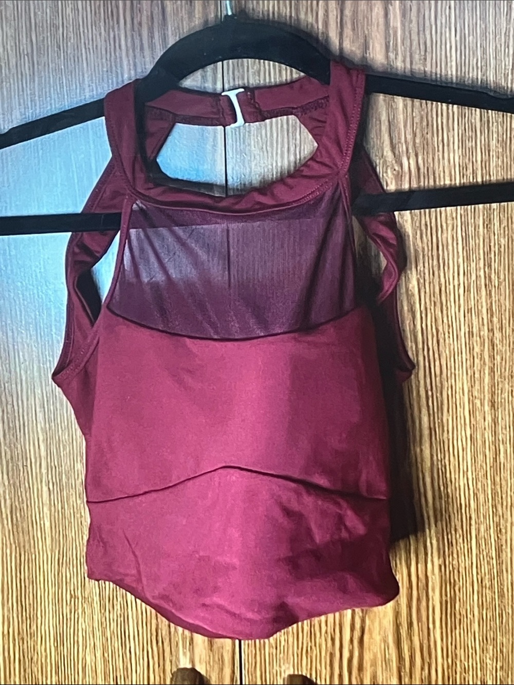 SHEIN Wine Mesh Halter Crop Top